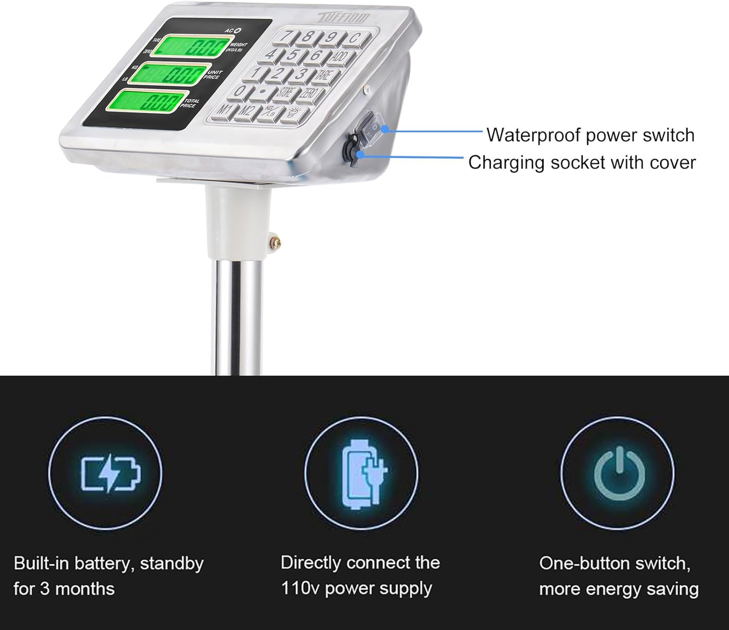 TUFFIOM 661lbs Weight Electronic Platform Scale,Stainless Steel High-Definition LCD Display,Digital Floor Heavy Duty Scales,Perfect for Luggage Package Price Computing Postal Shipping Mailing - Lumora Desk