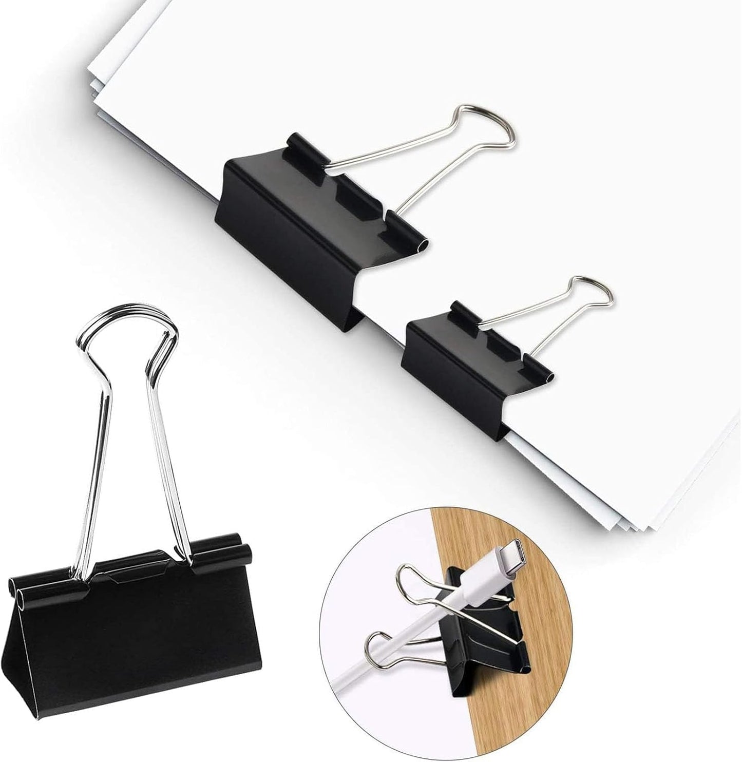 SANNIX 36 PCS Medium Binder Clips, 1-1/4 inch 32mm Binder Clips Black Paper Clamps Medium Size for Office Home School