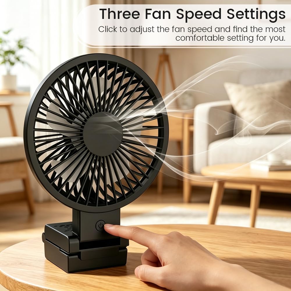 HomeBeyond Clip on Fan for Desk, Desk Fan for Monitor with 60 Tilt, USB Powered Quiet Personal Fan with Stepless Speed Control, Hanging Fan for Office, Gaming, Study