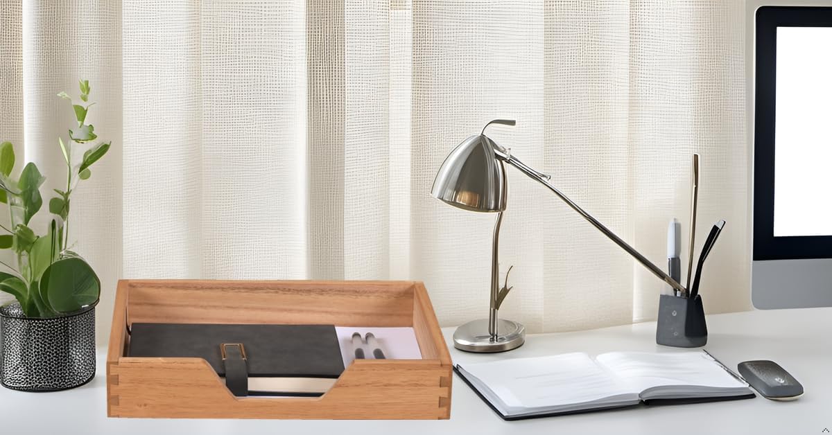 Wood Letter-Size Tray for Office Desktop Organizer - Wooden Front-Load Documents Tray for Mail, Paper, File, Magazine, Pen,Notebook Storage Paper Holder Trays Light(DGTU-LT)