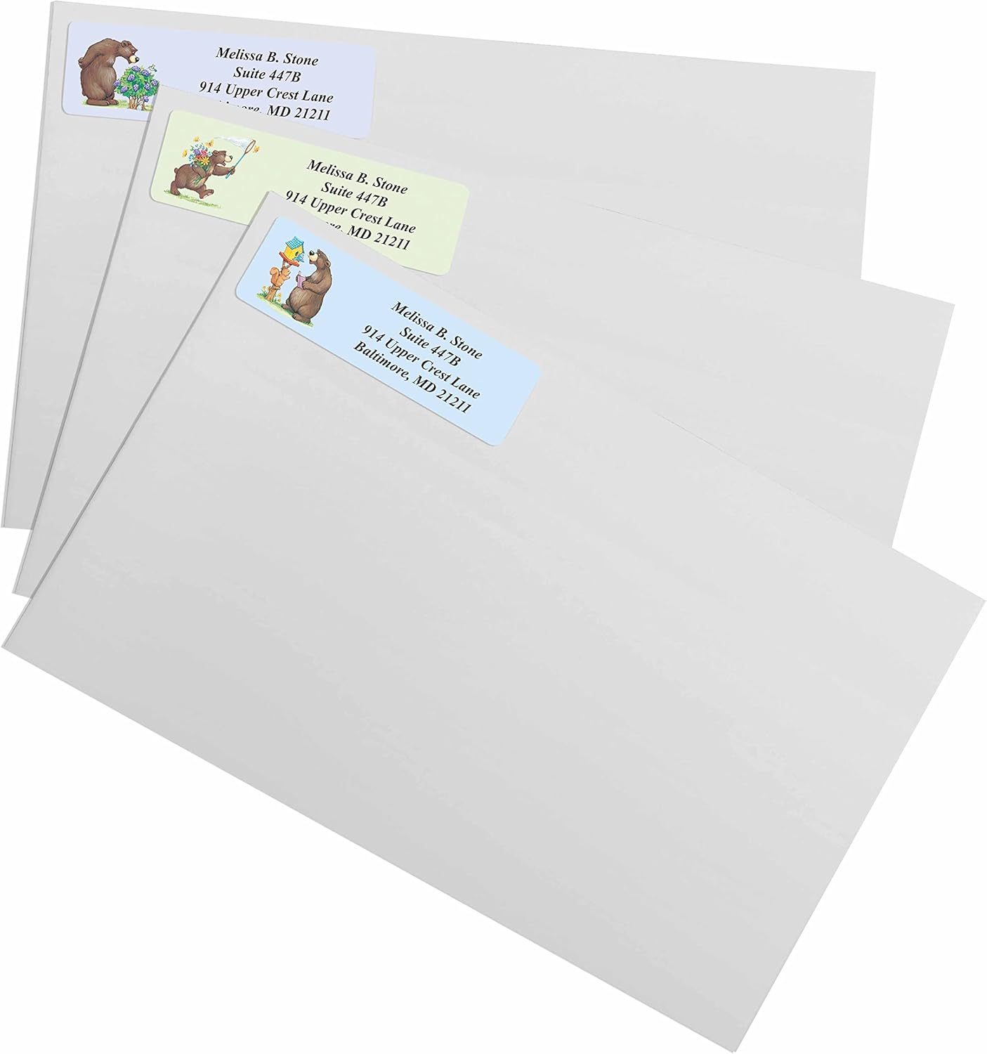 Bears Designer Assorted Rolled Address Labels with Elegant Plastic Dispenser - Lumora Desk