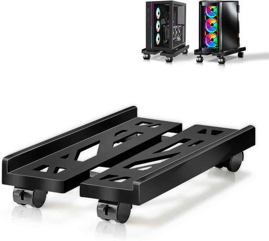 PC Stand, Mobile CPU Stand for Floor, Adjustable CPU Rolling Stand, Under Desk Computer Tower Stand, Computer Mobile Cart Holder with Locking Caster Wheels PC Tower Stand for Home and Office - Black