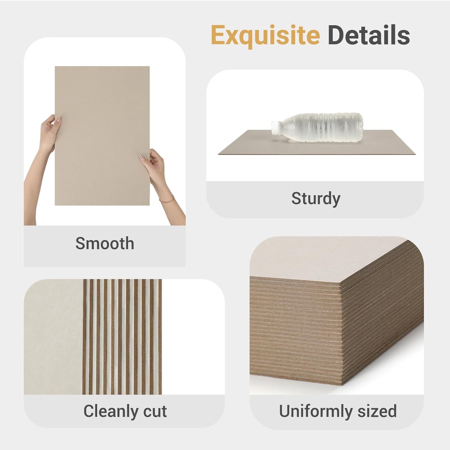 25 Pcs Book Board, Binder Board, Cover Board, Heavy Duty Chipboard for Book Binding, DIY Cardboard (Gray, 11 x 14 Inch 80PT)