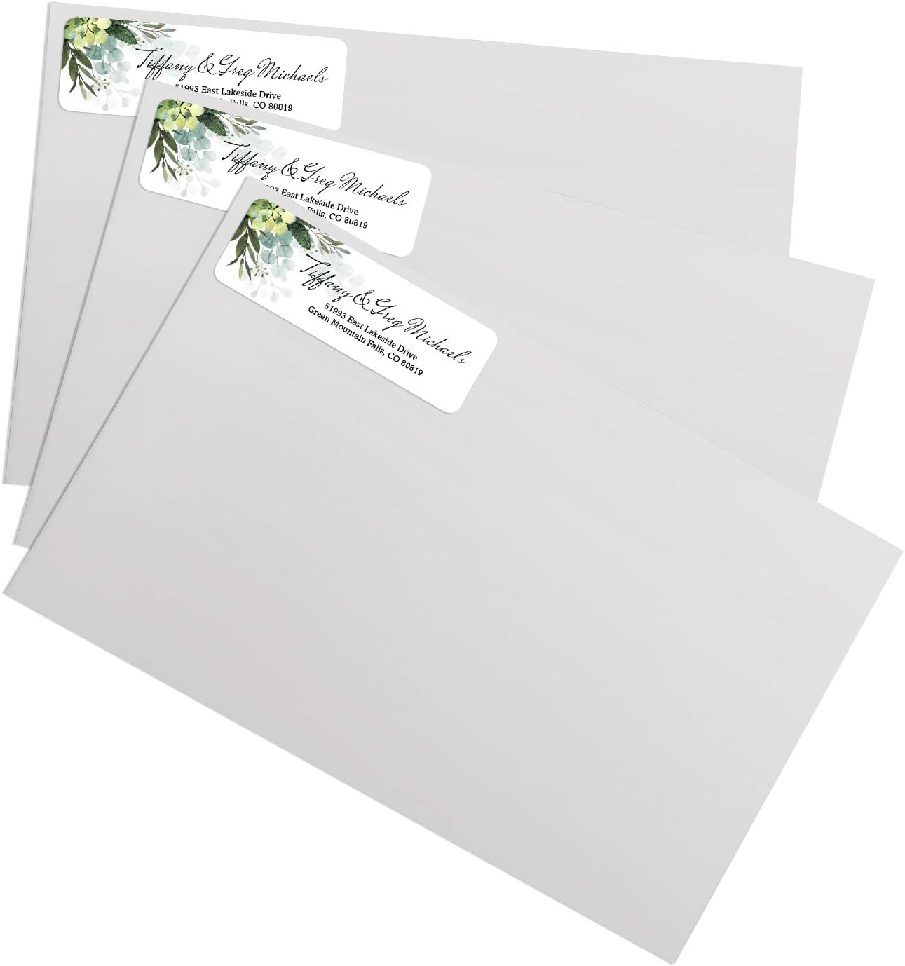 Floral Greenery Rolled Address Labels/Roll of 250 Personalized Address Labels/Designer Return Address Stickers in Elegant Plastic Dispenser - Lumora Desk