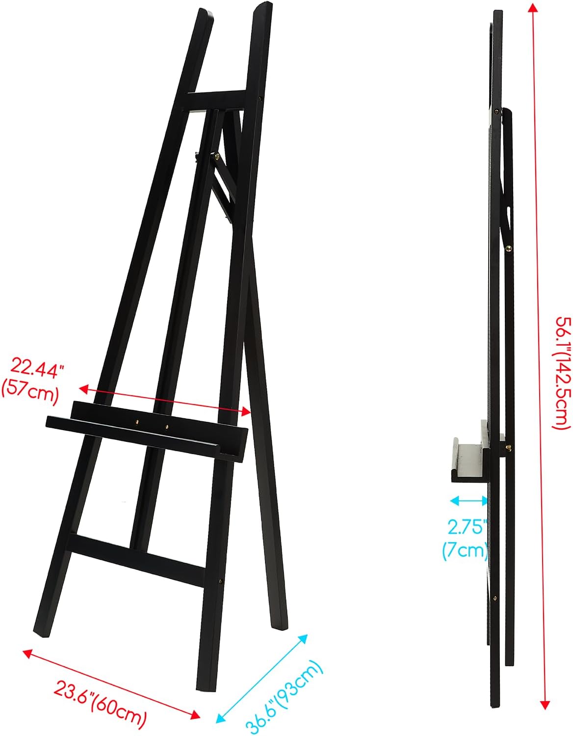 MEEDEN Display Easel Stand for Sign: Adjustable Wooden Stands for Painting - A Frame Art Easel for Canvas up to 60" for Artist Adults Drawing Picture Poster - Black