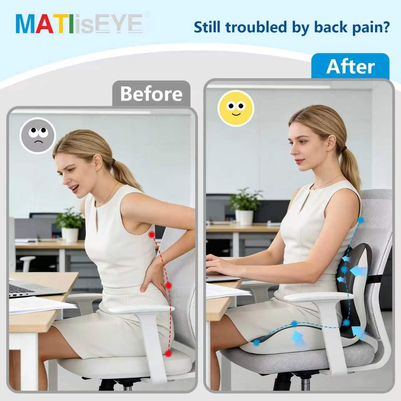 Truck Seat Cushion and Headrest 2 in 1 Set for Truck Drivers Coccyx Sciatica Pain Relief with Adjustable Strap Washable Non Slip Memory Foam Ergonomic Cushion for Back Support Long Driving Semi Truck