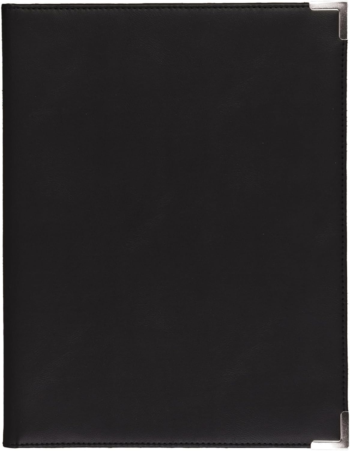 Samsill Classic Collection Business Portfolio - Executive Padfolio for Resume & Document Organizer - 8.5 by 11-Inch Legal Pad, Faux Leather with Brass Corners (Black)