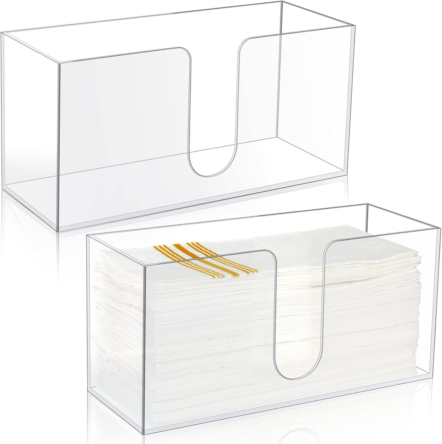 Mumufy 2 Pcs Fold Paper Towel Dispenser Countertop Napkins Dispenser Napkin Holder Multifold Disposable Acrylic Paper Towel Dispenser for Z or C Fold (Clear)