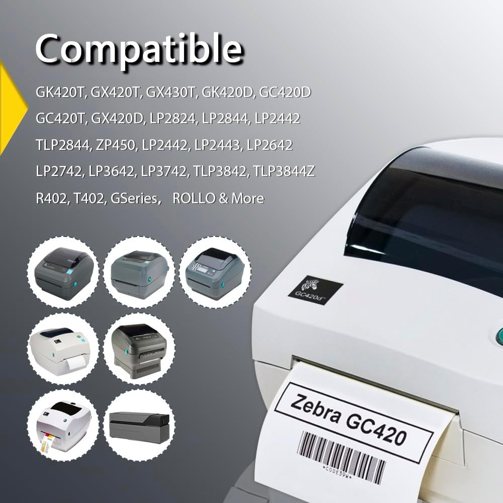 BETCKEY - 4" x 5" Large Shipping & Multipurpose Labels Compatible with Zebra & Rollo Label Printer,Premium Adhesive & Perforated[Green, 6 Rolls, 2100 Labels]