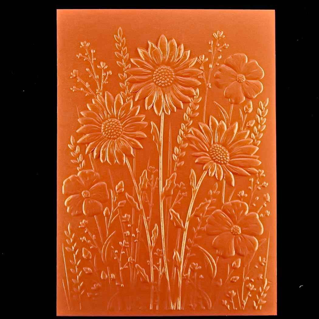 KWELLAM 3D Daisy Flowers Leaves Background Plastic Embossing Folders for Card Making Scrapbooking and Other Paper Crafts 4030105