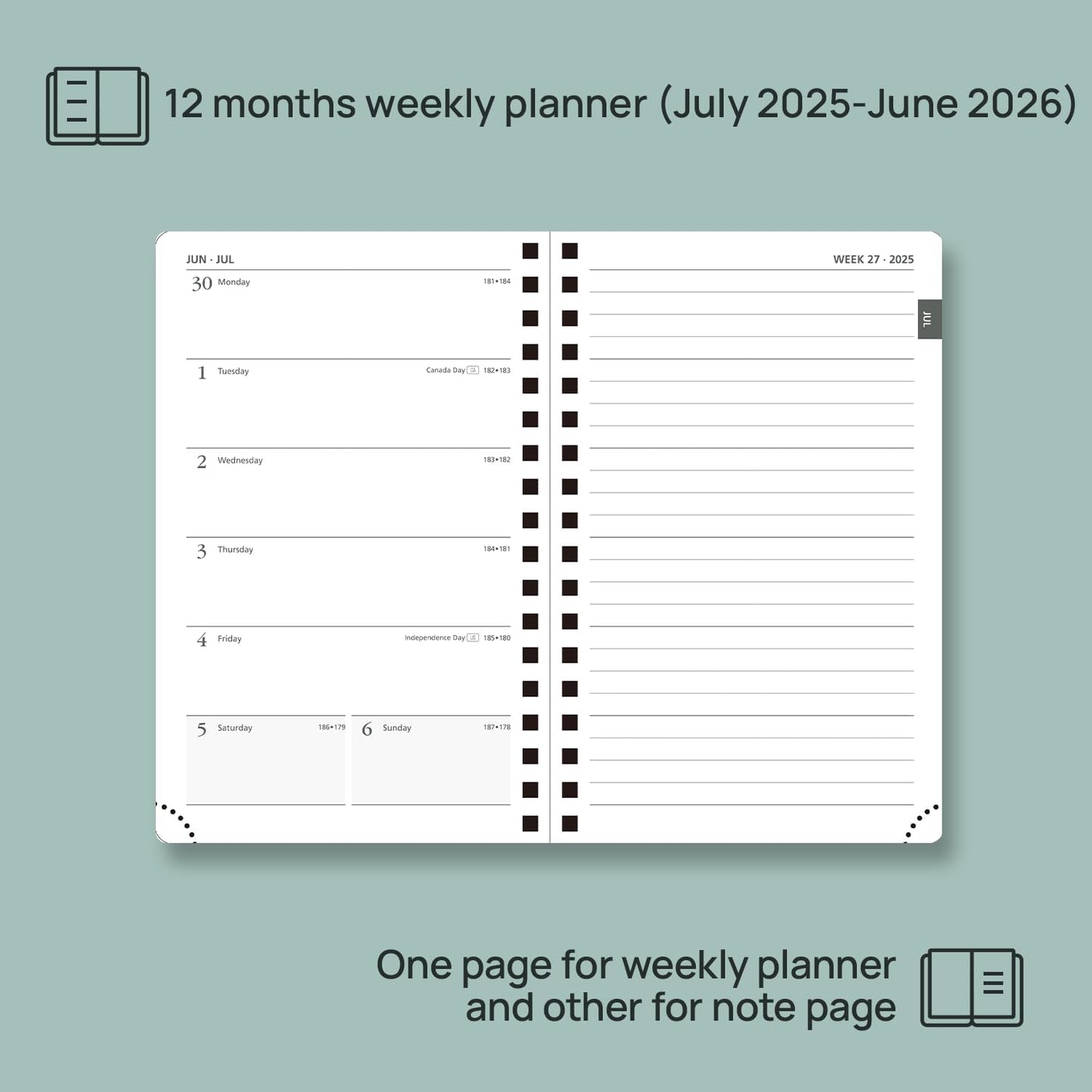 POPRUN Planner 2025-2026 Weekly Notebook (Pocket Size 4''x 6.25''), Small Academic Calendar for Purse with Spiral Soft Cover, Plastic Ruler, Inner Pocket, 100 GSM - Lilac