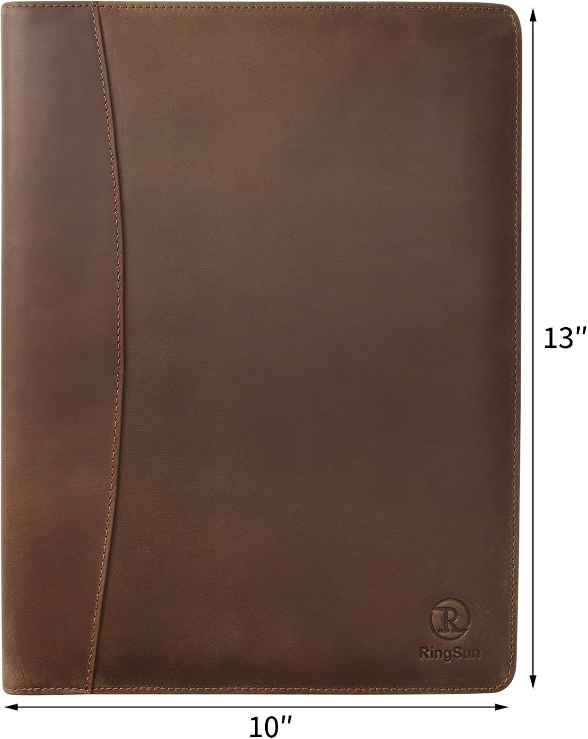 Ringsun Leather Portfolio Organizer for Men Women, Leather Padfolio Business Resume Legal Pad Portfolio Notebook Binder for A4/Pad, Leather Folio Leather Folder, Brown