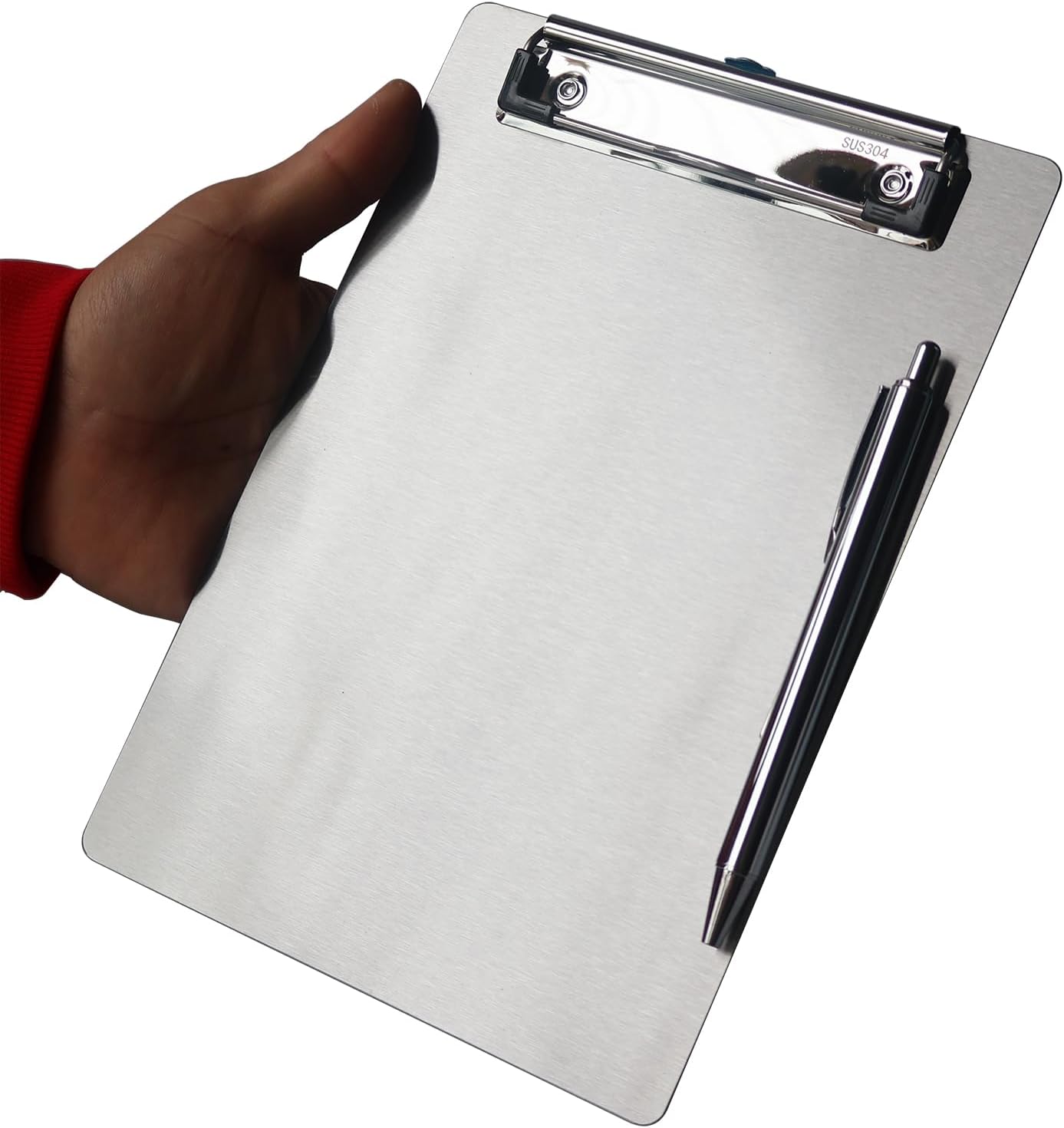 Stainless Steel Magnetic Clipboard with Pen - Multiple Sizes, Magnetic Design, Essential for Office and Home (6.3 x 9.3 Inches)