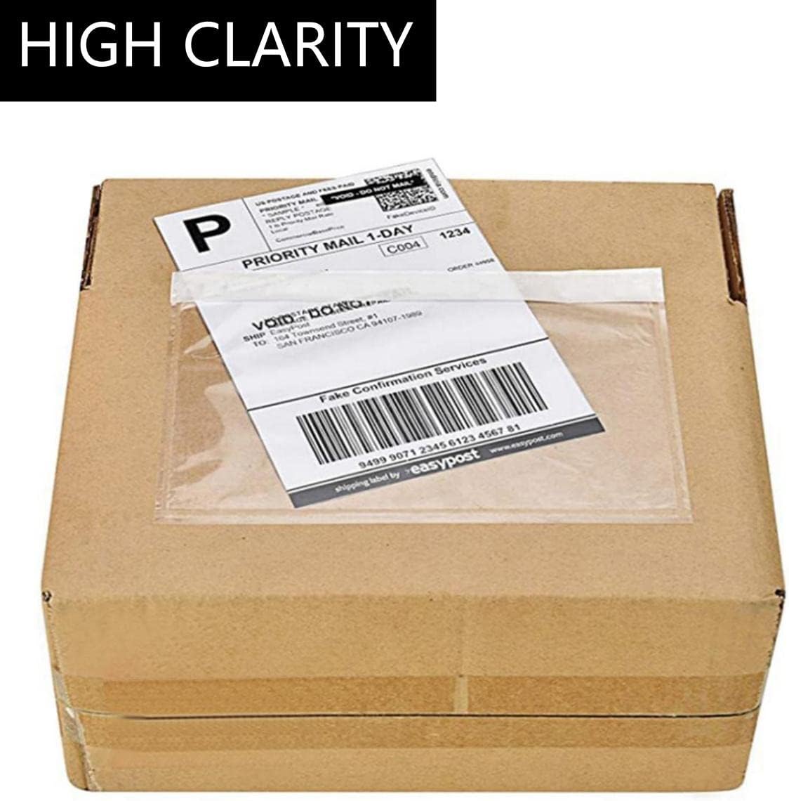 Clear Self-Adhesive Packing List Envelopes, Label Envelopes Pouches/Shipping Labels Sleeves for Shipping Mailing Bags 7.5" x 5.5"-100 Pack