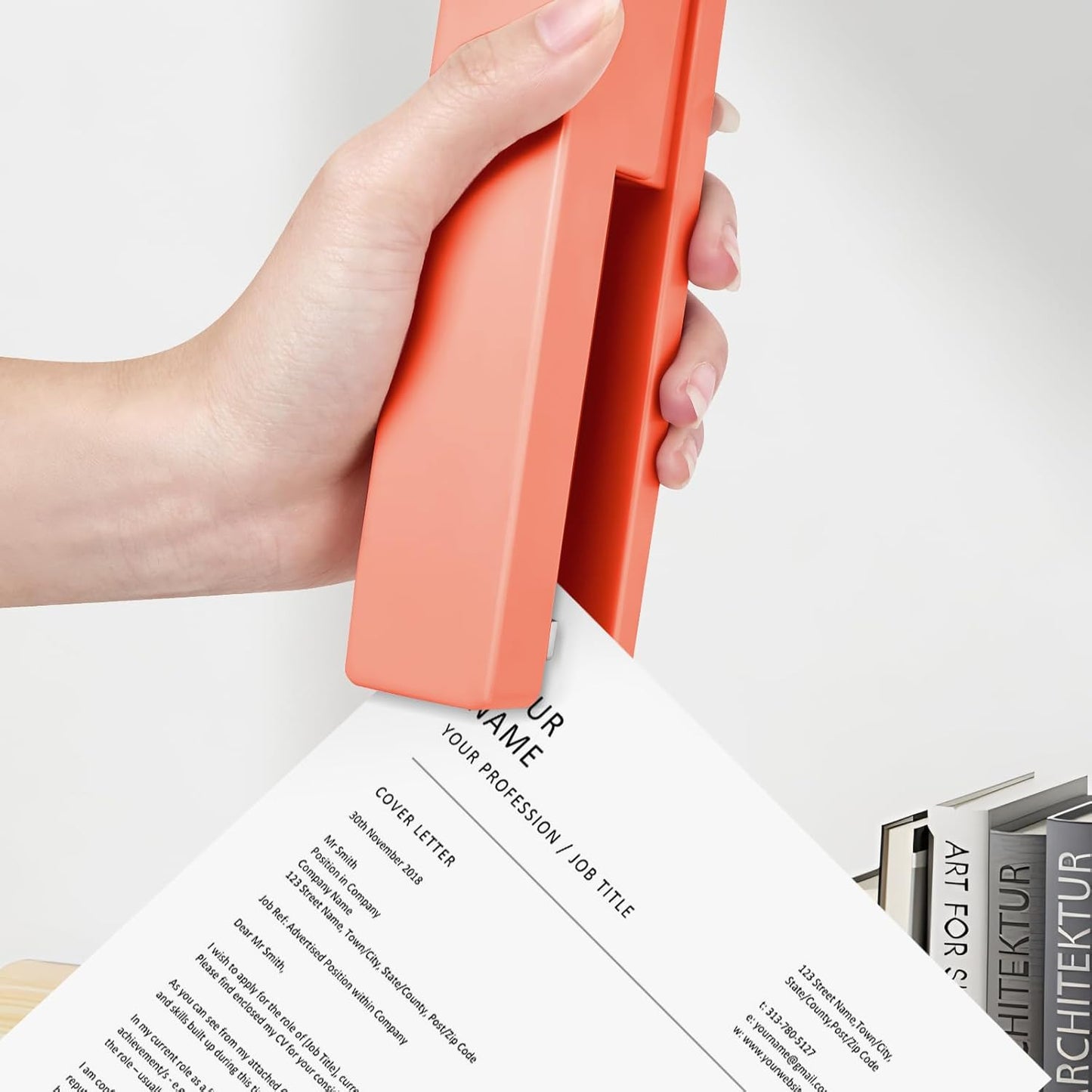 Office Desktop Stapler - 25 Sheet Capacity with 830 Staples and Staple Remover,Staplers for Desk,Non-Slip for School, Home, Orange