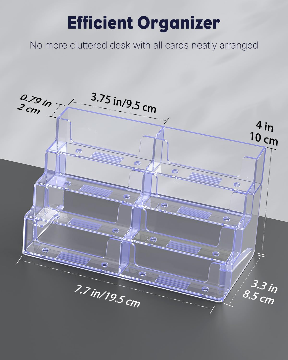 Uniclife Acrylic Business Card Holder for Desk 8 Slots Clear Business Card Display Stand for Men & Women Desktop Business Card Organizer Card Stand for Office Home Exhibition, 480 Card Capacity