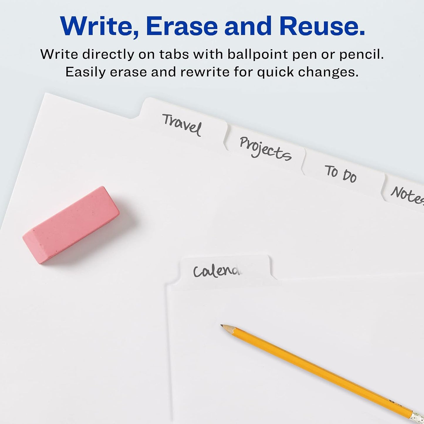 Avery Big Tab Write & Erase Dividers for 3 Ring Binders, 5-Tab Set, 1 Binder Divider Set (23075)