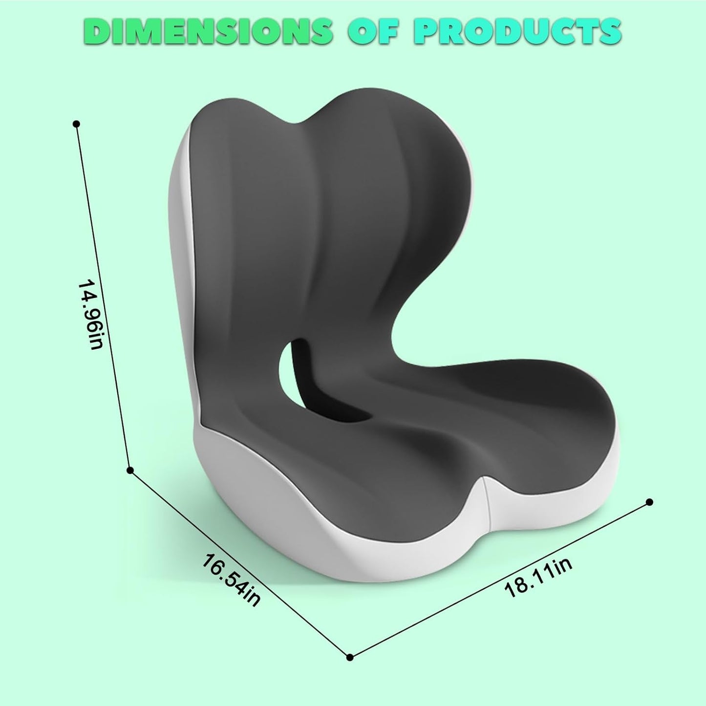 Buttocks Cushion for Office Chair Memory Foam Seat Pad for Butt Support Tailbone Relief Ergonomic Chair Cushion for Home Car Travel or Work (Double Gray)