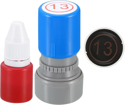 PATIKIL Number Stamps Self Inking, Numeral 13 Number Stamp Teacher Stamp Initial Stamp Ink Stamp for Class Notebook Scrapbooking DIY Craft Style 2, Red Ink