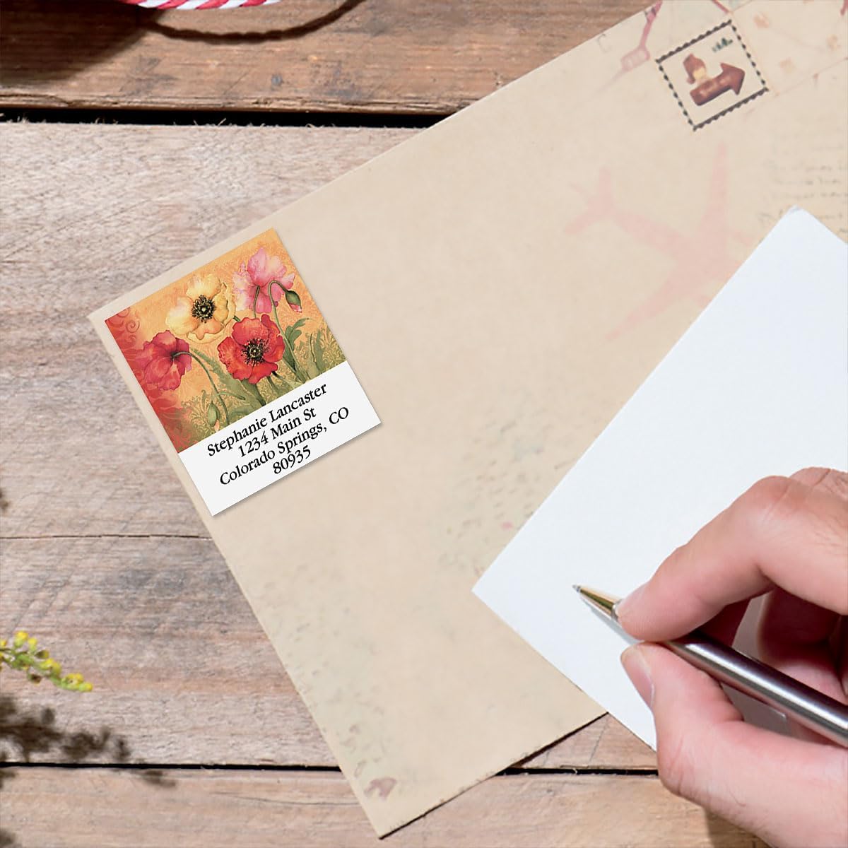 Colorful Images Poppies Floral Return Address Mailing Labels, Personalize with Name & Address, Set of 144 Self Adhesive, Easy Peel Flat Label Sheets, Square, 3 Designs - Lumora Desk