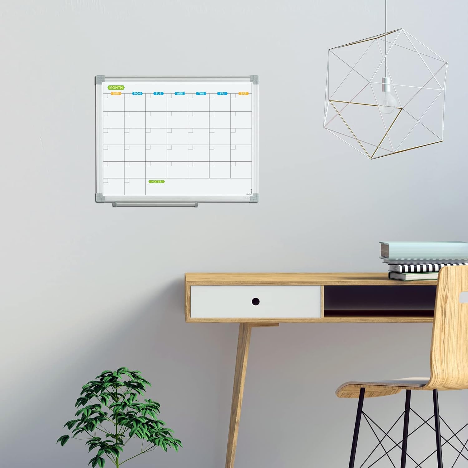 JILoffice Monthly Dry Erase Calendar Whiteboard 15 x 12 Inch, Double Sided Hanging Dry Erase Board/Calendar Board, Silver Aluminum Frame Portable Board for Office Home and School - Lumora Desk