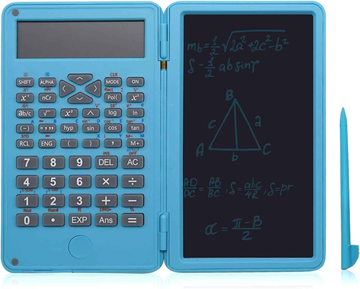 Basic Calculator Notepad with 6.5 Inch LCD Writing Tablet, Rechargeable, Lock Button and E-Pen,12 Digit Display, Also Inkless Drawing/Memo Pads/Planning Boards, Hand-held for Daily and Basic Office