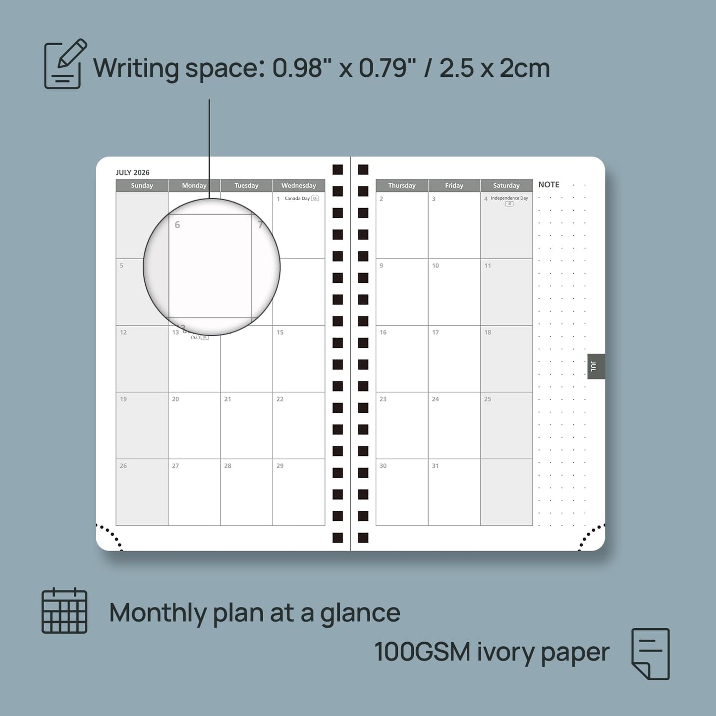 POPRUN Pocket 2026 Planner (Small Size- 4'' x 6.25'') Weekly and Monthly for Purse - Calendar 2026 (Jan. 2026 - Dec.2026) with Soft Cover, Plastic Ruler - Brown