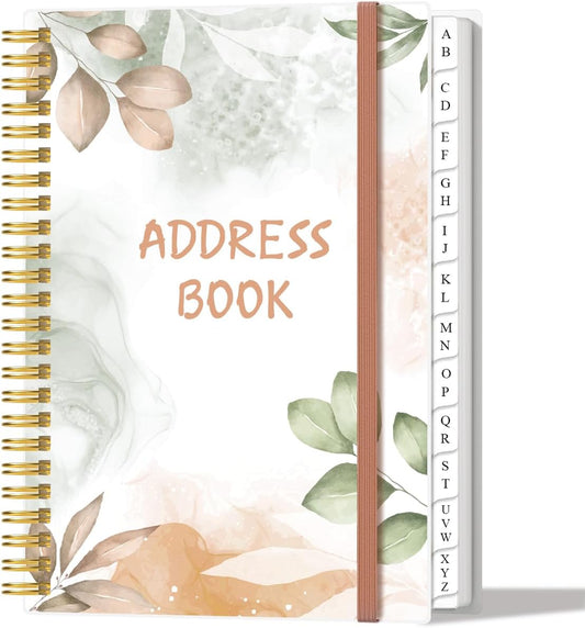 Address Book with Alphabetical Tabs - A5 Telephone & Address Book with Address Contacts, Special Date, Phone, Birthday & Internet Login Password for Home and Office, 6.2" x 8.5", Rose Leaf