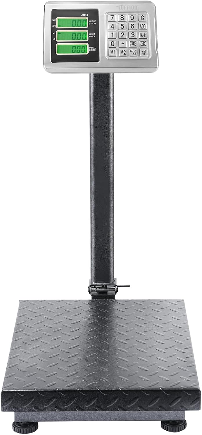 TUFFIOM 661lbs Electronic Industrial Commercial Platform Scale,Stainless Steel High-Definition LCD Display,Digital Floor Heavy Duty,Luggage Package Price Computing Postal Shipping Mailing，Grey - Lumora Desk