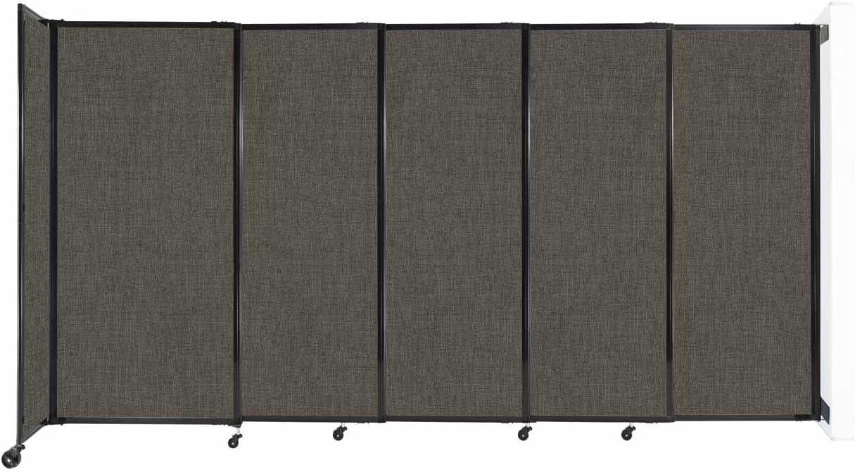 Wall-Mounted Sliding StraightWall Room Divider | Adjustable Widths | Locking Wheels | Room Separator | Up to 11'3" Wide x 6' Tall Mocha Fabric Panels - Lumora Desk