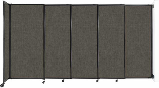 Wall-Mounted Sliding StraightWall Room Divider | Adjustable Widths | Locking Wheels | Room Separator | Up to 11'3" Wide x 6' Tall Mocha Fabric Panels - Lumora Desk