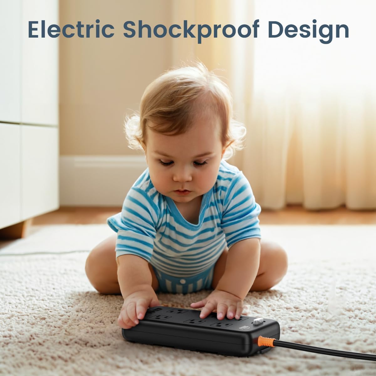Power Strip Weatherproof, 10-in-1 Surge Protector with 6 Wide Outlets 2USB A and 2USB C,1875W/15A,10FT Flat Plug Multi-Plug Outdoor Extension Cord for Indoor Outdoor, UL FCC Listed