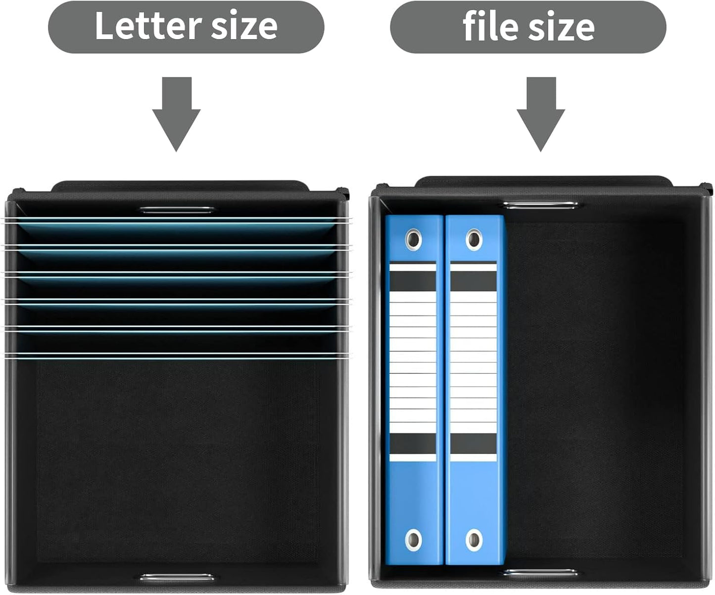 Collapsible File Storage Organizer Boxes with Lids, Linen Office Document Storage Box, Filing Box, Decorative Small File Box for Hanging File, Single File Box with Plastic Slide for Office/Decor/Home