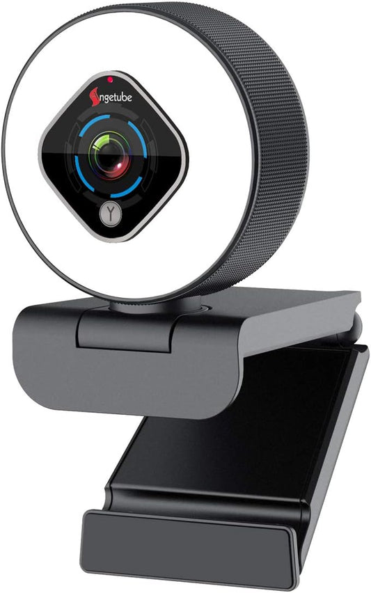 Angetube Streaming Webcam 1080P with Ring Light - HD Web Camera with Digital Zoom Autofocus for Computer PC Laptop Mac 962 USB Web Cam for Gaming Xbox Google Meet