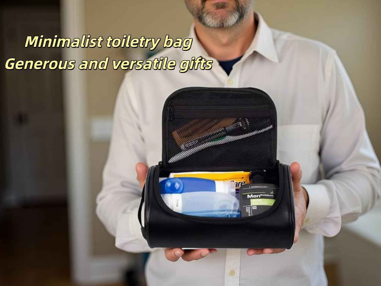 Personalized Small Toiletry Bag for Men,Minimalist Travel Toiletry Organizer Dopp Kit Water-resistant Makeup Bag for Travel Essentials,Travel Gifts For Men Unique
