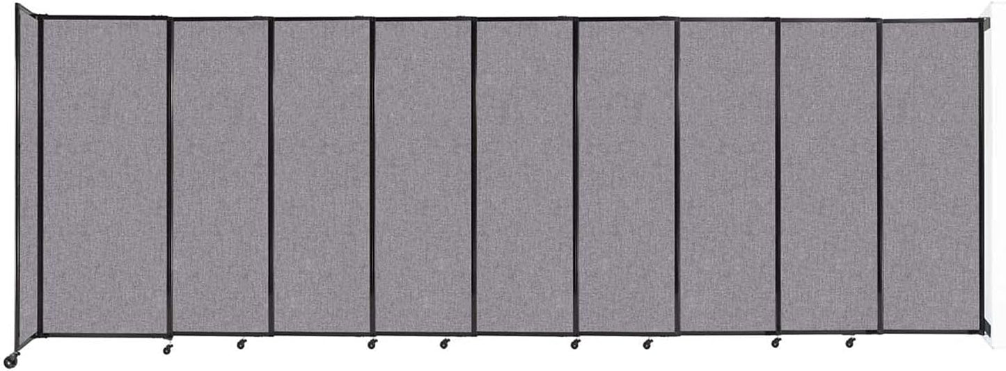 Wall-Mounted Sliding StraightWall Room Divider | Adjustable Widths | Locking Wheels | Room Separator | Up to 19'9" Wide x 6'10" Tall Cloud Gray Fabric Panels - Lumora Desk