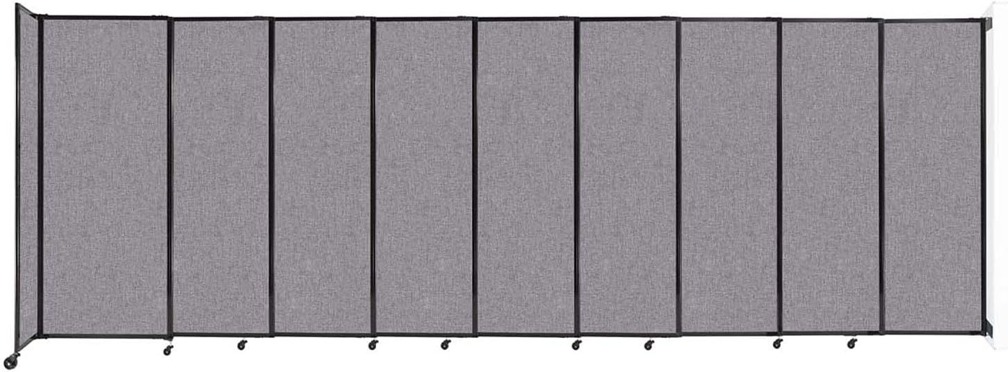 Wall-Mounted Sliding StraightWall Room Divider | Adjustable Widths | Locking Wheels | Room Separator | Up to 19'9" Wide x 6'10" Tall Cloud Gray Fabric Panels - Lumora Desk