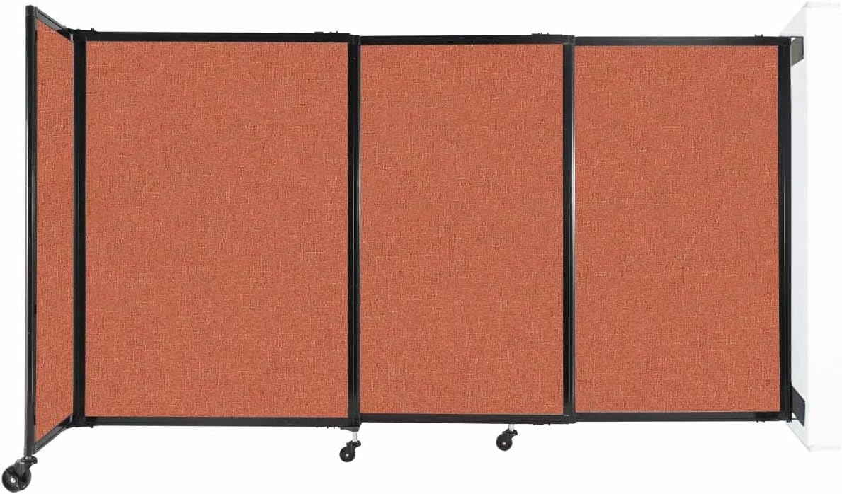 Wall-Mounted Sliding StraightWall Room Divider | Adjustable Widths | Locking Wheels | Room Separator | Up to 7'2" Wide x 4' Tall Papaya Fabric Panels - Lumora Desk