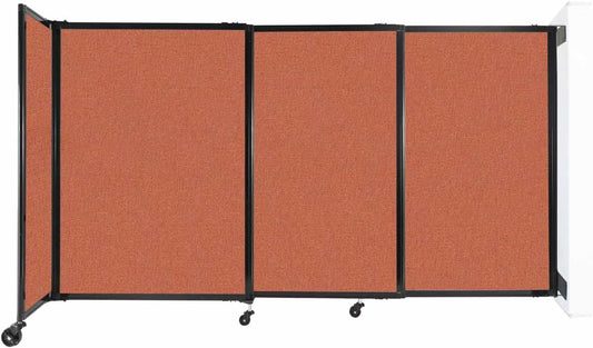 Wall-Mounted Sliding StraightWall Room Divider | Adjustable Widths | Locking Wheels | Room Separator | Up to 7'2" Wide x 4' Tall Papaya Fabric Panels - Lumora Desk
