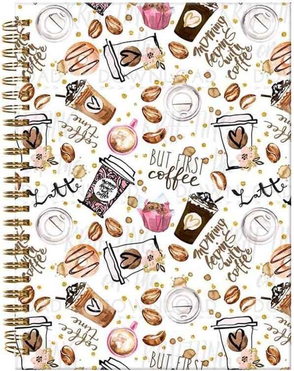 Spiral Journal Notebook,A5 Hardcover Lined Journals for Women Girl 6 x 8.3 in,120 Pages Thick Paper,Cute College Ruled Writing Notebook for Gifts Office Work School(Coffee)