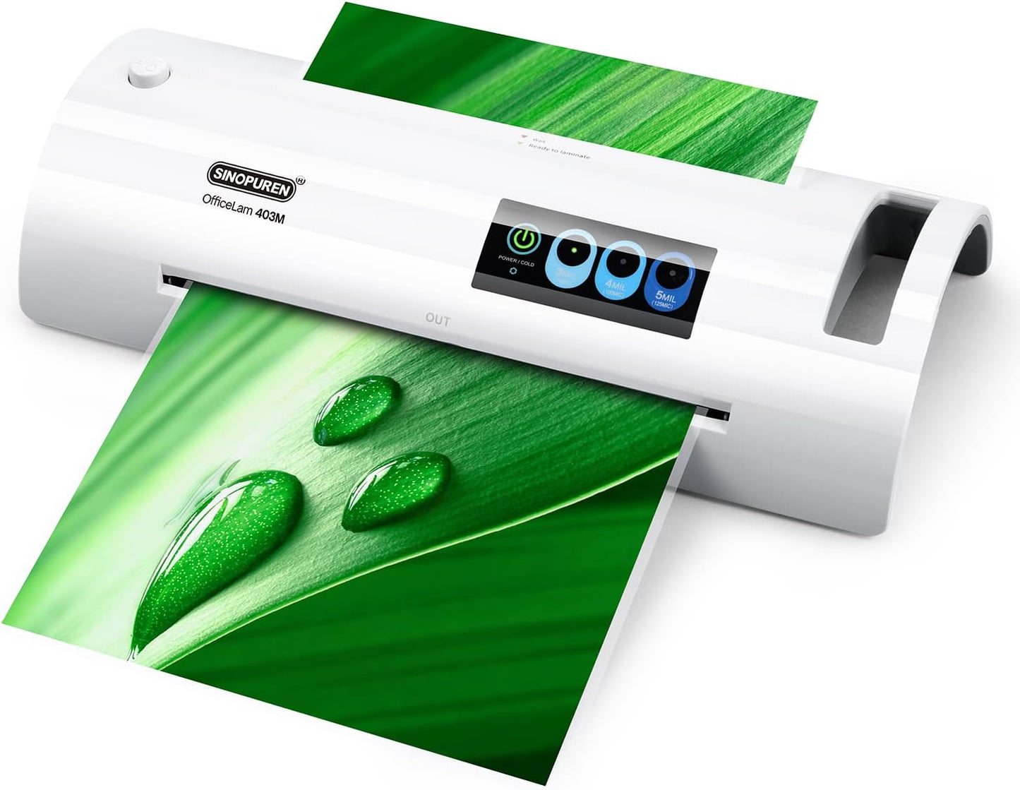Laminator Machine, SINOPUREN Laminating Machine, Thermal Lamination 9-inch Quick 1min Warm-up JamFree-Tech Personal Lamination Work with 3mil 4mil 5mil Pouches, School/Office/Home use, White
