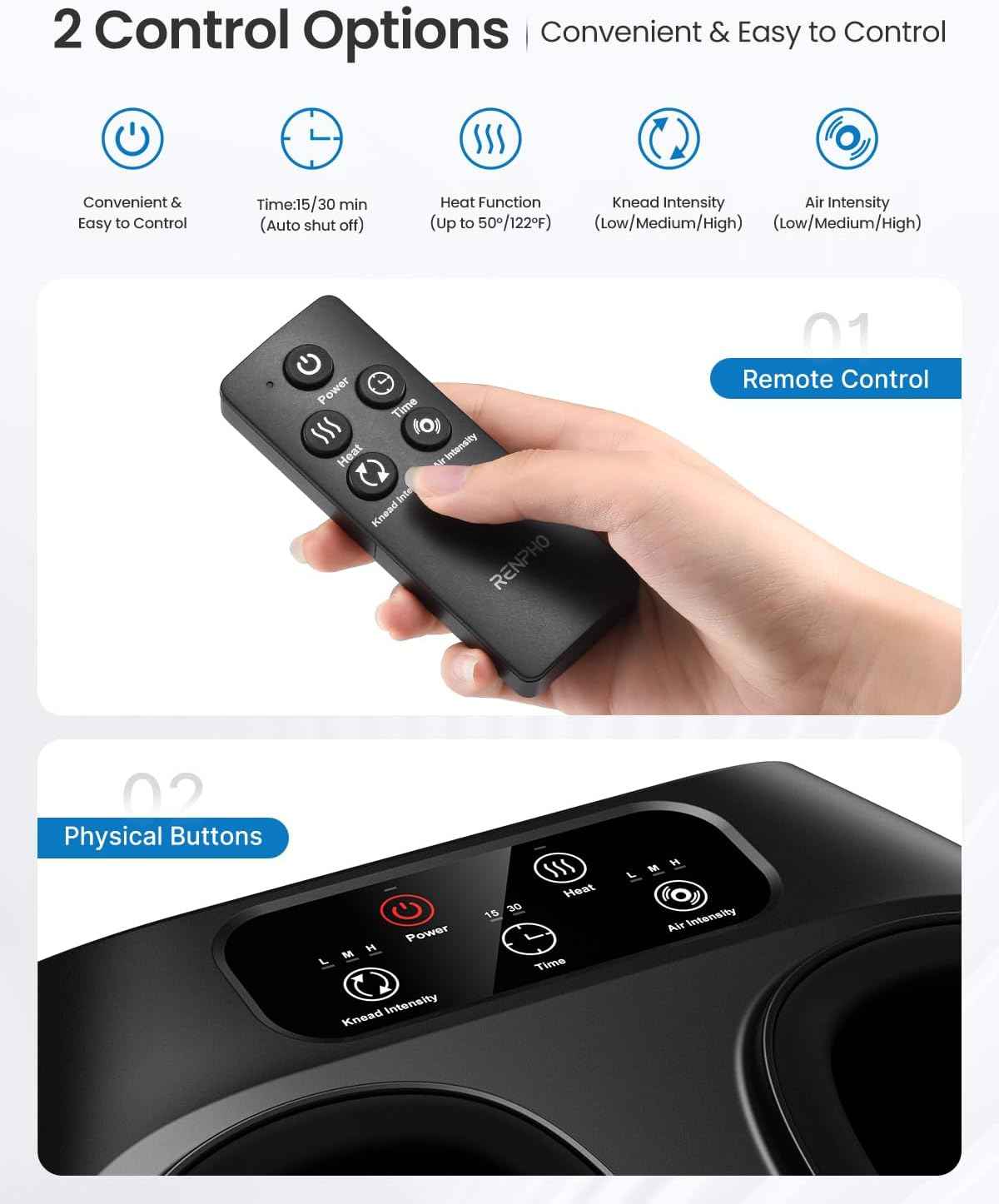 RENPHO Foot Massager Machine with Heat [2026 Upgraded], Fathers Day Dad Gifts for Men Husband, Shiatsu Foot Massager for Neuropathy, Plantar Fasciitis FSA Eligible HSA Massager, Up to Size 14, Black