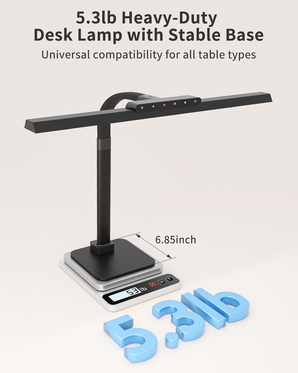 Desk Lamps for Office with Stable Base, 24W Touch Control Brightness Adjustable Tall Desk Lights, Eye-Caring Architect Task Light, Dimmable Brightness & Color Computer Lights for Desktop, Black - Lumora Desk