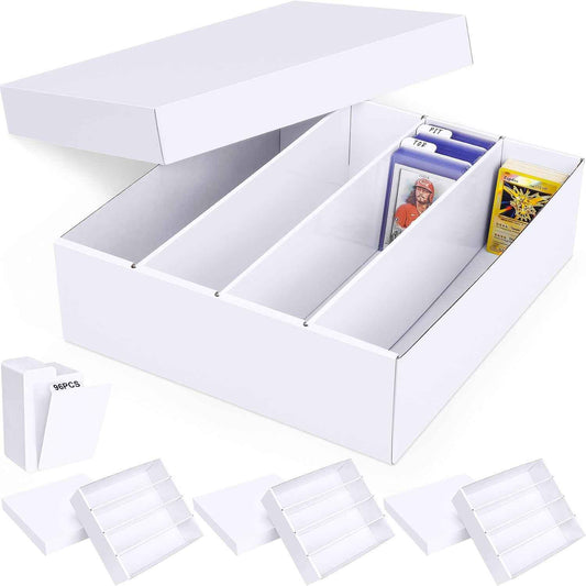 Trading Card Storage Box, 4 Pack 3200 Count Cardboard Storage Box with Divider for Sports, Tcg, Mtg Cards