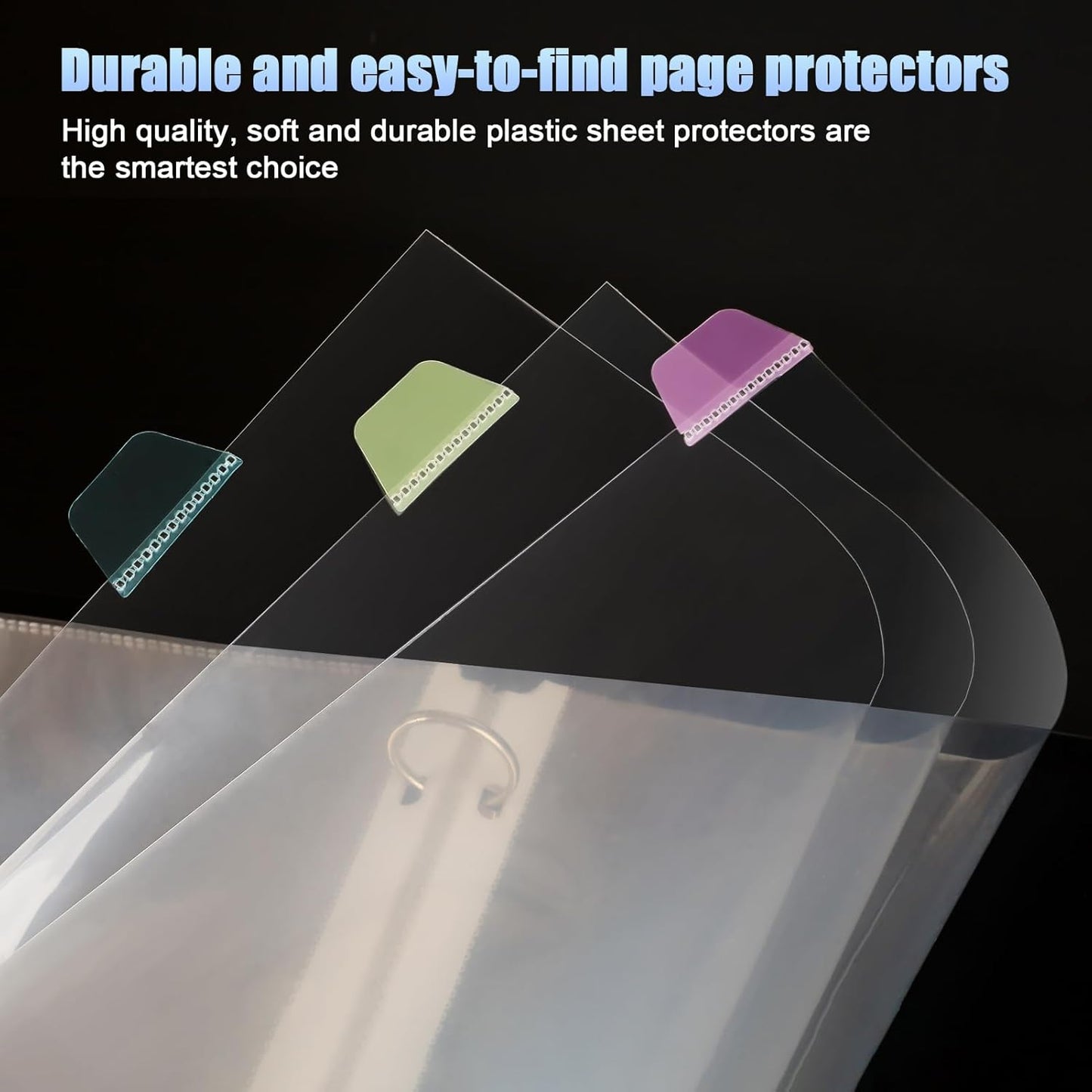 HABGP16PCS/2 Set 3 Ring Clear Binder Dividers with Tabs, 8.5 x 11 8 Tabs Binder Dividers with Pockets, Clear Page Protectors Index Dividers for 3 Ring Binder, Heavy Duty Plastic Sheet Protectors