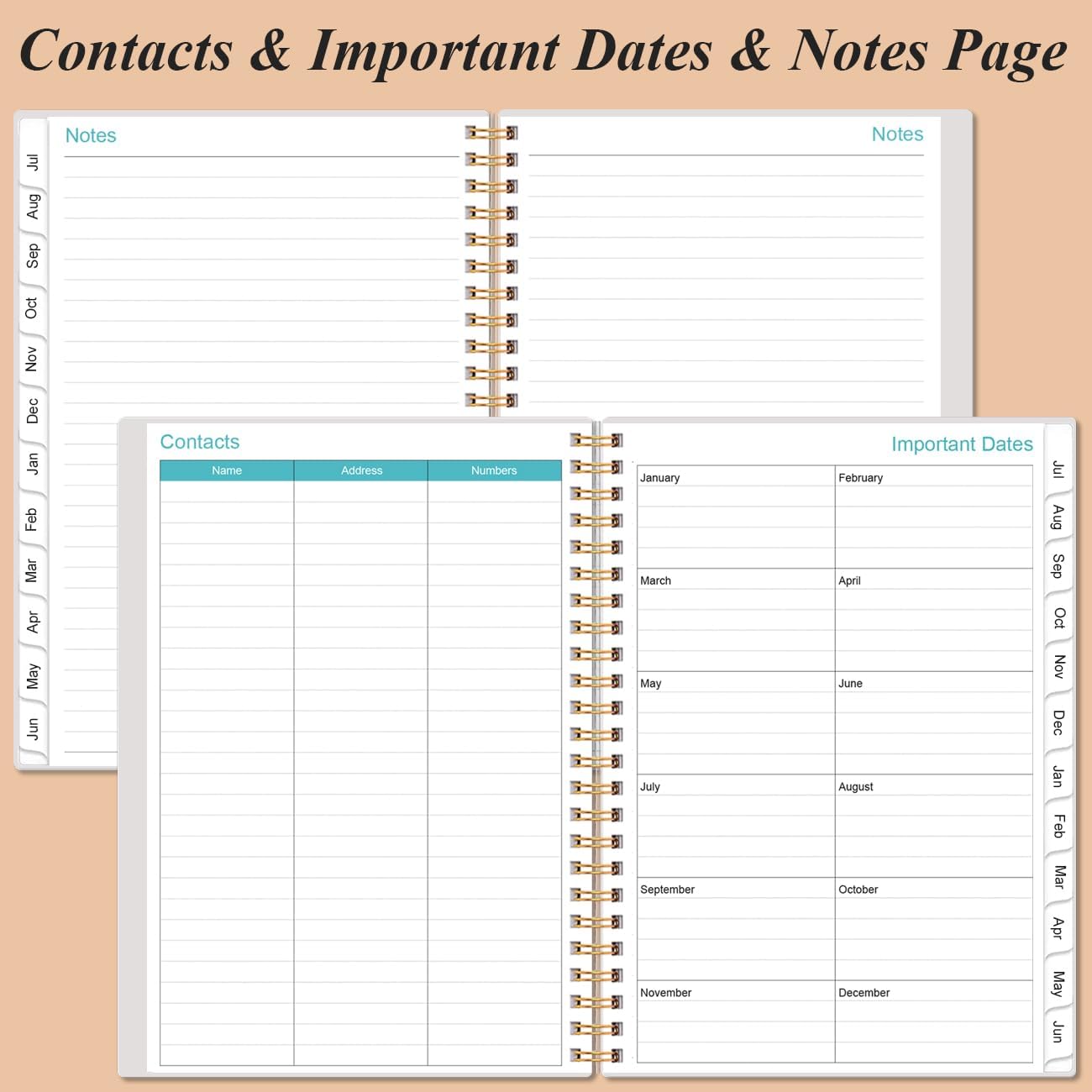 2025-2026 Planner - Academic Planner 2025-2026 from July 2025 - June 2026, Weekly & Monthly Planners Spiral Bound with 12 Monthly Tabs, Inner Pocket, 6.4" x 8.5", Rose