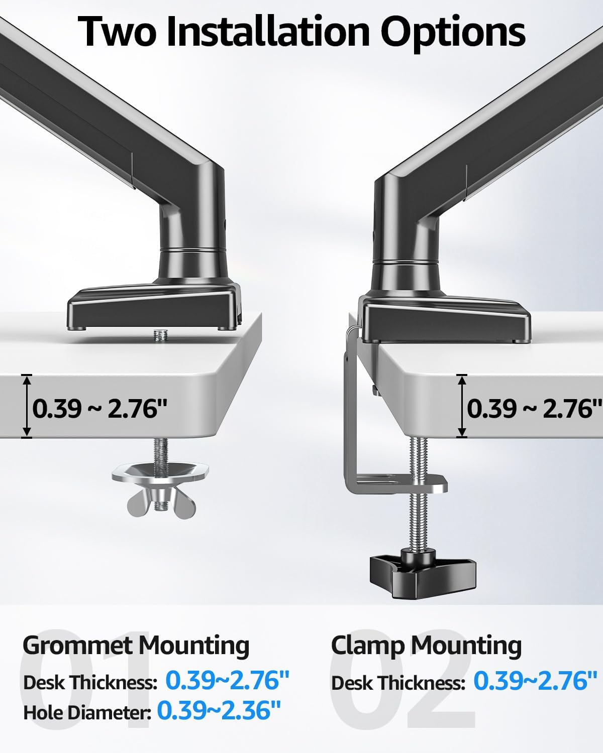 Dual Monitor Stand fits up to 32 inch, 4.4-22 lbs Computer Screens, Dual Monitor Desk Mount Height Adjustable, Monitor Arms for 2 Monitors, Home Office VESA Mounts with Gas Spring, Freelift Black