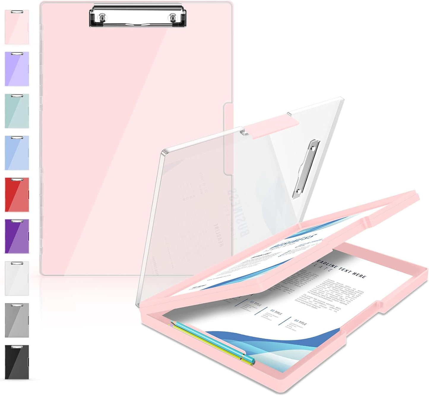 Sooez Clipboard with Storage, Heavy Duty Cleaview Clip Boards 8.5x11 with Dual Storage, Dry Erase Plastic Nursing Clipboard, High Capacity Clipboards Folder for Teacher Nurse, School & Office Supplies