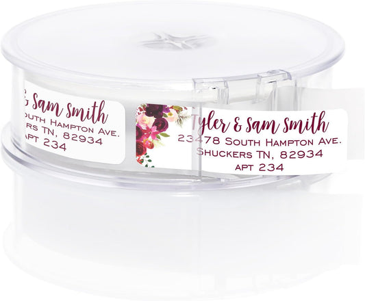 Fall Floral Rolled Address Labels / 250 Personalized Return Address Labels/Designer Address Stickers in Elegant Plastic Dispenser - Lumora Desk