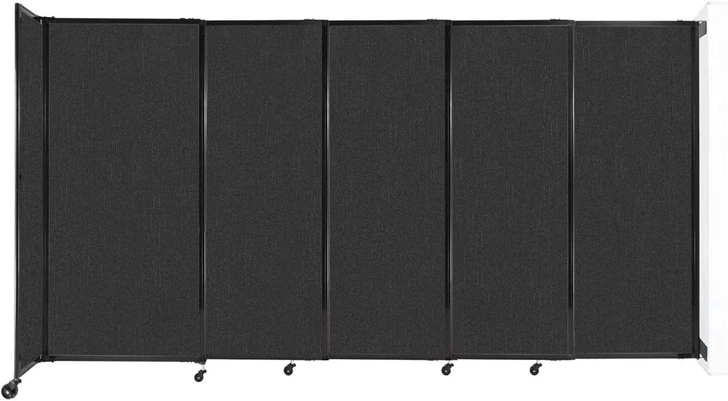 Wall-Mounted Sliding StraightWall Room Divider | Adjustable Widths | Locking Wheels | Room Separator | Up to 11'3" Wide x 6' Tall Black Fabric Panels - Lumora Desk